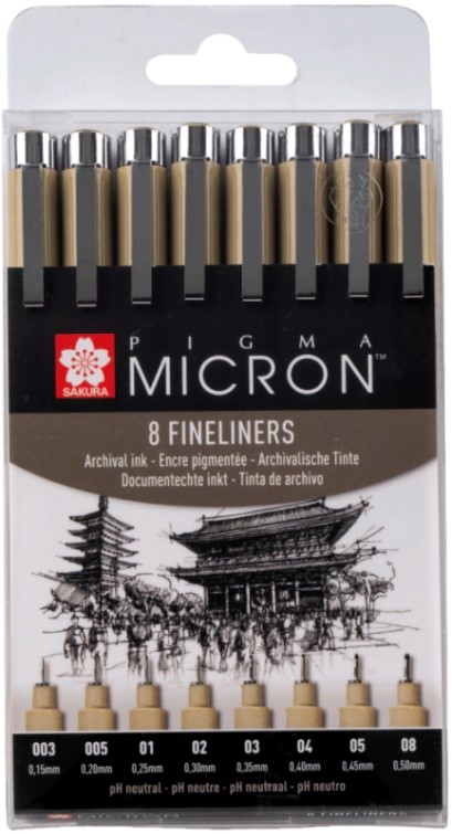 Set finliner Pigma Micron | 8 permasa, te zeza