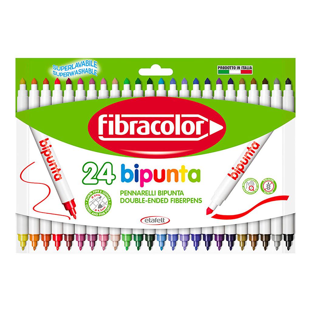 Fibracolor Bipunta Twin Tip Fiber Pen 24 set