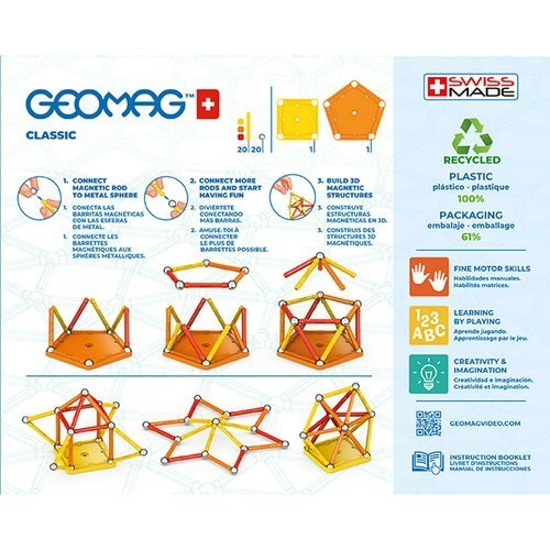 Geomag Magnetic Line Building Set Recycled - 42ct